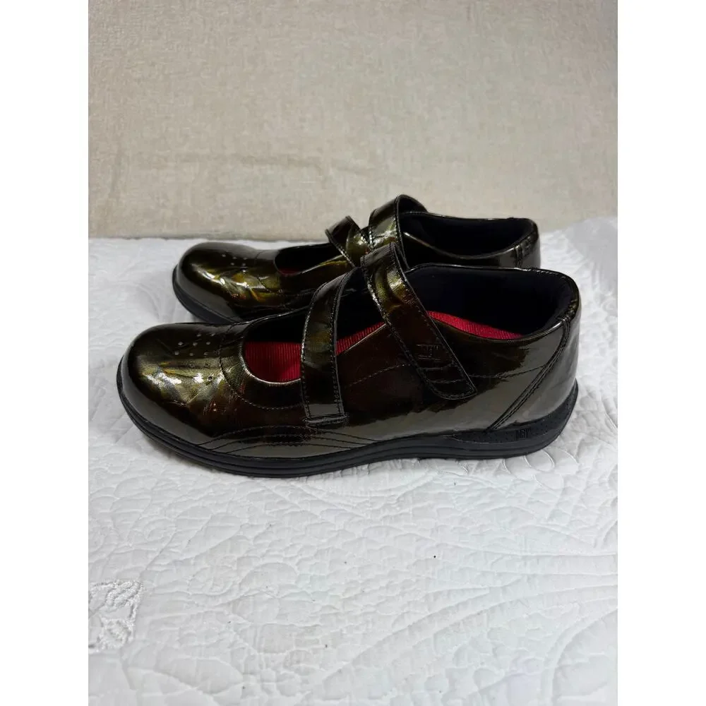 Aetrex Women 9.5 Bronze Drew Orthopedic Mary Jane Casual Comfort Shoe Adjustable